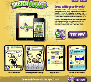 Still image, screen shots, of mobile game SketchPhrase